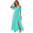 thumbnail image 4 of Ch23ss18wish Cross-Border V-neck Drop-Shoulder Sleeve a-Swing Evening Dress Dress Split Stretch High Waist Prom Dress, 4 of 6