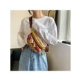 thumbnail image 2 of Multitrust Women Folk Style Waist Bag with Adjustable Strap Variegated Color Fanny Pack with Fringe Decor Khaki Blue Yellow, 2 of 5