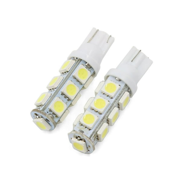 Unique Bargains 2pcs T10 LED W5W Ampoules de Voiture 13- 5050 SMD Lampe  Blanche Lampe de Stationnement Intérieur 