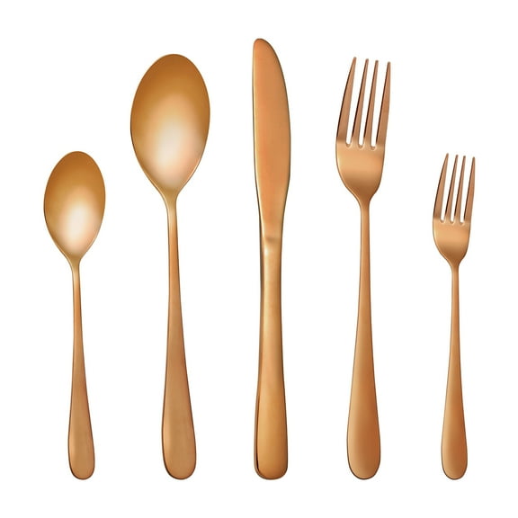 Copper Silverware Set for 4, MDEALY 20 Piece Modern Flatware Utensil Set for 4, Include Dinner Knife,Dinner Forks,Dinner Spoons,Salad Forks,Teaspoons, Dishwasher Safe
