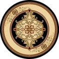 thumbnail image 3 of GLAMOUR 3D Hand Carved Traditional Rug Oriental Floral 7'9''x7'9'' Round Black Beige, 3 of 8