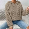 thumbnail image 6 of Fulijie Big And Tall Sweaters,Mens Sweaters Big And Tall Clearance,Womens Fleece Jackets,Women's Solid Plush Spliced New Hooded Thickened Jacquard Long Sleeve Sweater Coat Top, 6 of 7