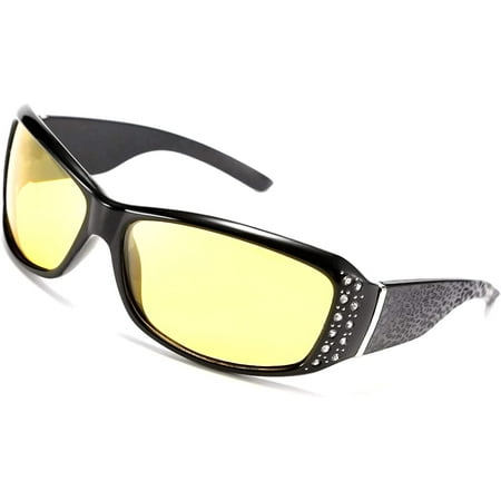 Women Yellow Sunglasses Wrap Around Anti Glare Driving Night Glasses ...