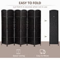 thumbnail image 3 of HOMCOM 6 Panel Folding Room Divider, 6Ft Tall Portable Wicker Weave Privacy Screen with 360° Hinge, Black, 3 of 9