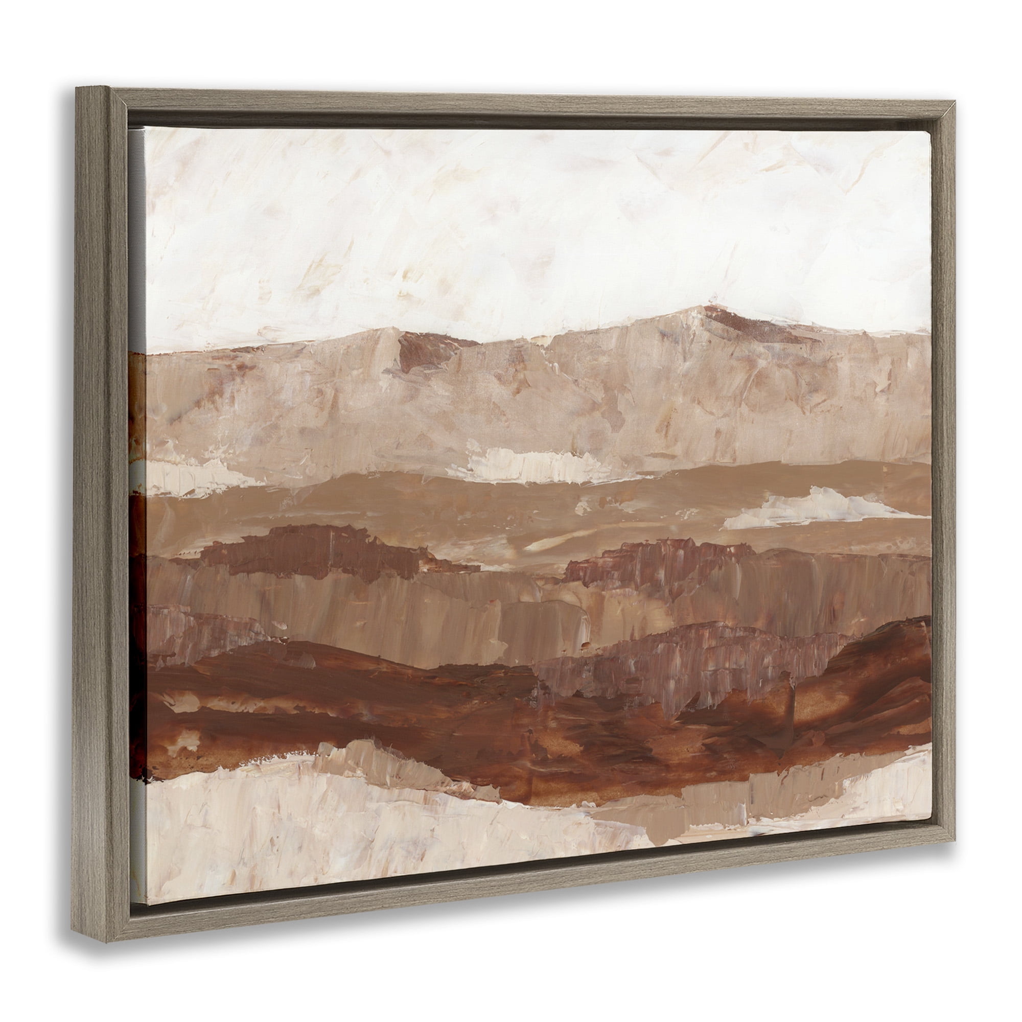 Stupell Industries Abstract Canyon Painting Landscape Painting Brown Floater Framed Canvas Art Print Wall Art, 31 x 25