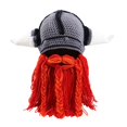 thumbnail image 3 of Helii Knit Hat with Horns and Detachable Beard Viking Style Beanie Hat Handmade Crochet Cap Funny Novelty Winter Hat for Role Play Party Dress Up Stretchy Soft Beanie Hat for Adults, 3 of 7
