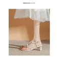 thumbnail image 4 of Sandalias romanas retro con tacón grueso y correa cruzada con punta cuadrada francesa elegante - Sandalias de verano de tacón medio para mujer 37, 4 of 5