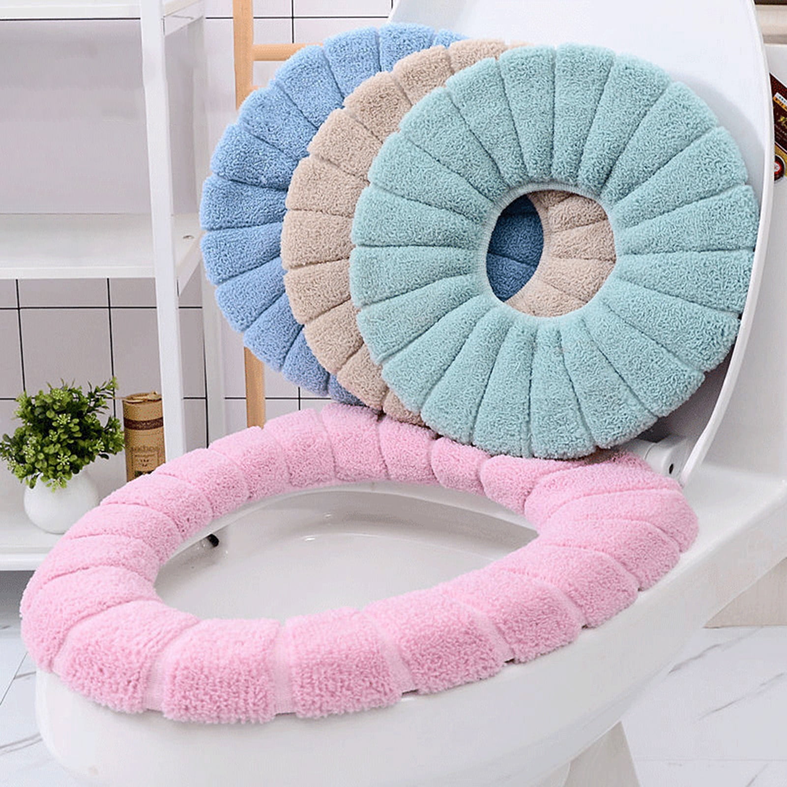 Elegant 3pcs Lace Designed Cloth Toilet Cover Home Bedroom Pad Tank Lid Set 