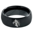 thumbnail image 2 of Tungsten Bronco Horse Horses Equestrian Equine Equidae Band Ring 8mm Men Women Comfort Fit Black Dome Brushed Polished, 2 of 4