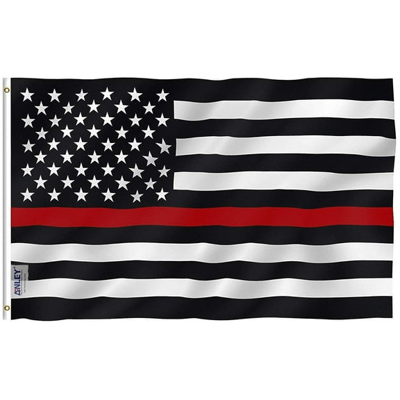 Anley 3x5 Foot Thin Red Line USA Polyester Flag - American Honoring Firefighter Flags