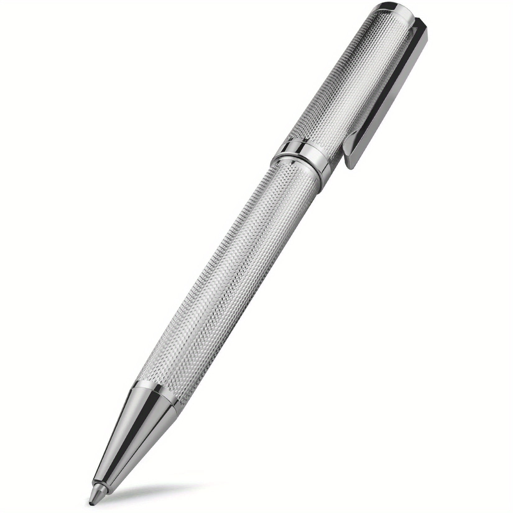 Metal ballpoint pen, retractable signature pen, 1.0mm medium thickness, black ink for smooth writing, suitable for business, office, and meeting signing.