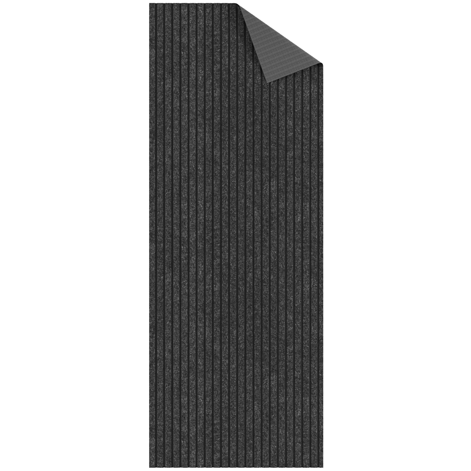Ottomanson Non-Slip Hallway Runner Rug 2'7" x 30' Indoor/Outdoor Custom Size Utility Carpet for Garage, Black Ribbed
