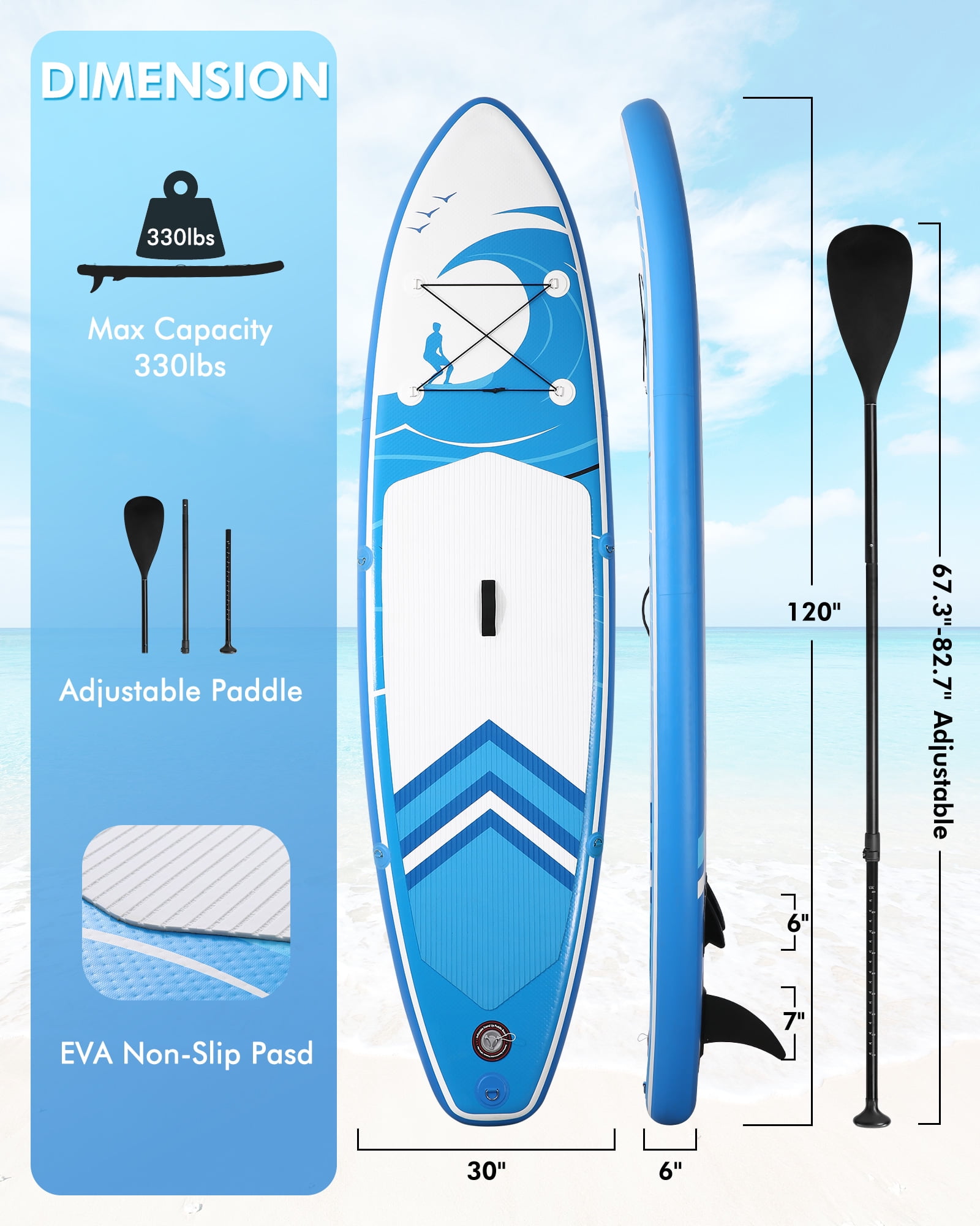 Board Inflatable Paddleboard Accessories Board Action Paddle with Fishing SUP Triple Inflatable Pump up Green Paddle Stand