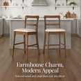 thumbnail image 4 of Best Choice Products Counter-Height Farmhouse Stools, Solid Wood  w/ Cushion & Backrest, Set of 2 - Chestnut/Cream, 4 of 8