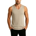 thumbnail image 2 of cllios Tank Tops Men Soft Comfy V Neck Sleeveless T Shirts Solid Color Lightweight Loose Fit Tank Top for Casual Summer Khaki XXXXL, 2 of 6