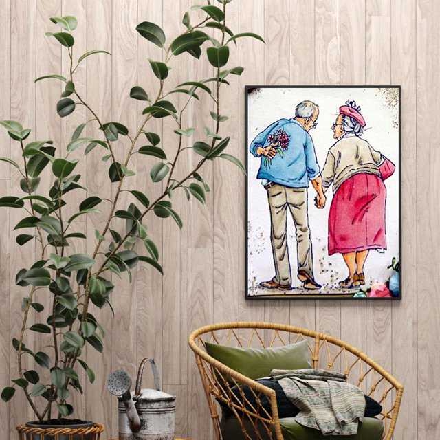 Cuadros Decorativos Kit de pintura de diamantes para manualidades, taladro cuadrado completo, mosaico para pareja de ancianos, decoración del hogar Ndcxsfigh Nuevos Originales