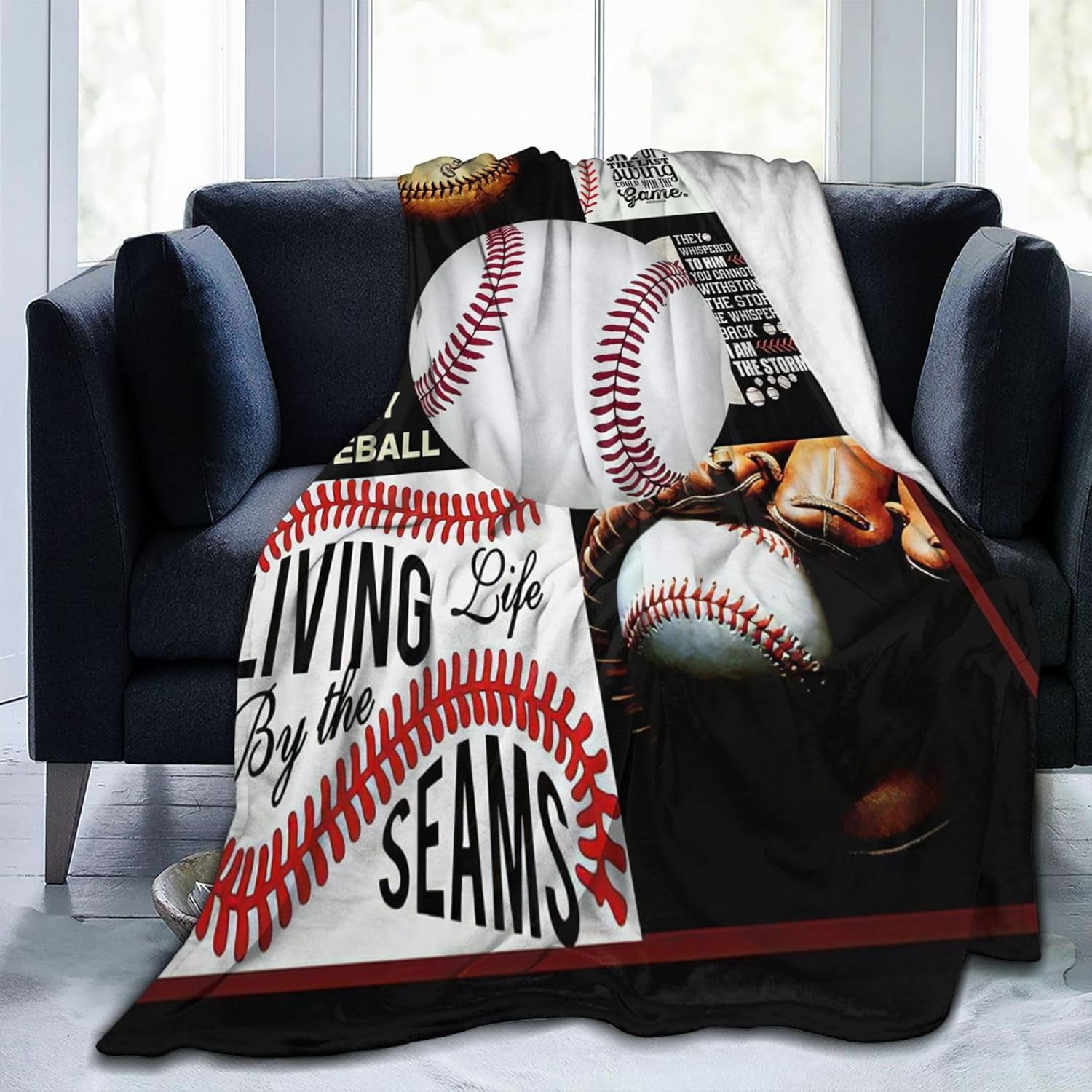Baseball Blanket Baseball Decor Inspirational Throw Blanket Gifts for Girls Boys Baseball Lover Winter Super Warm Soft Plush Lightweight Fleece Flannel Blanket for Kids Teens Adults Men Women 80"X60"