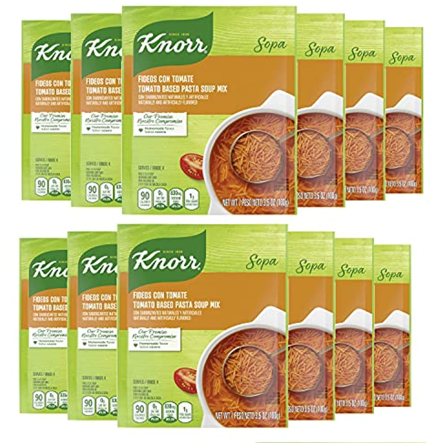 Knorr Sopa/Pasta Soup Mix For A Warming Bowl Of Soup Or Simple Dinner Tomato Based Noodle Pasta Tomato Soup With Natural And Artificial Flavors 3.5 Oz, Pack Of 12