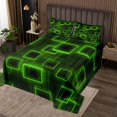thumbnail image 2 of YST Green Black Geometric Bedspread Set,Geometry Coverlet Set Kids Grid Lines Quilt Set,Modern Gradient Cubes Bedding Set Queen Size For Boys Teens Room Decor, 2 of 3