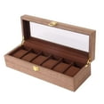 thumbnail image 2 of Glass Top 6Slot Watch Wood Case Display Organizer Storage Tray for Women - B B, 2 of 6