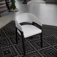 thumbnail image 2 of LeisureMod Leather Dining Arm Chair with Rubberwood Legs and U-Shaped Open Back Design Accent Kitchen Chair for Modern Home Cali Collection, White, 2 of 12