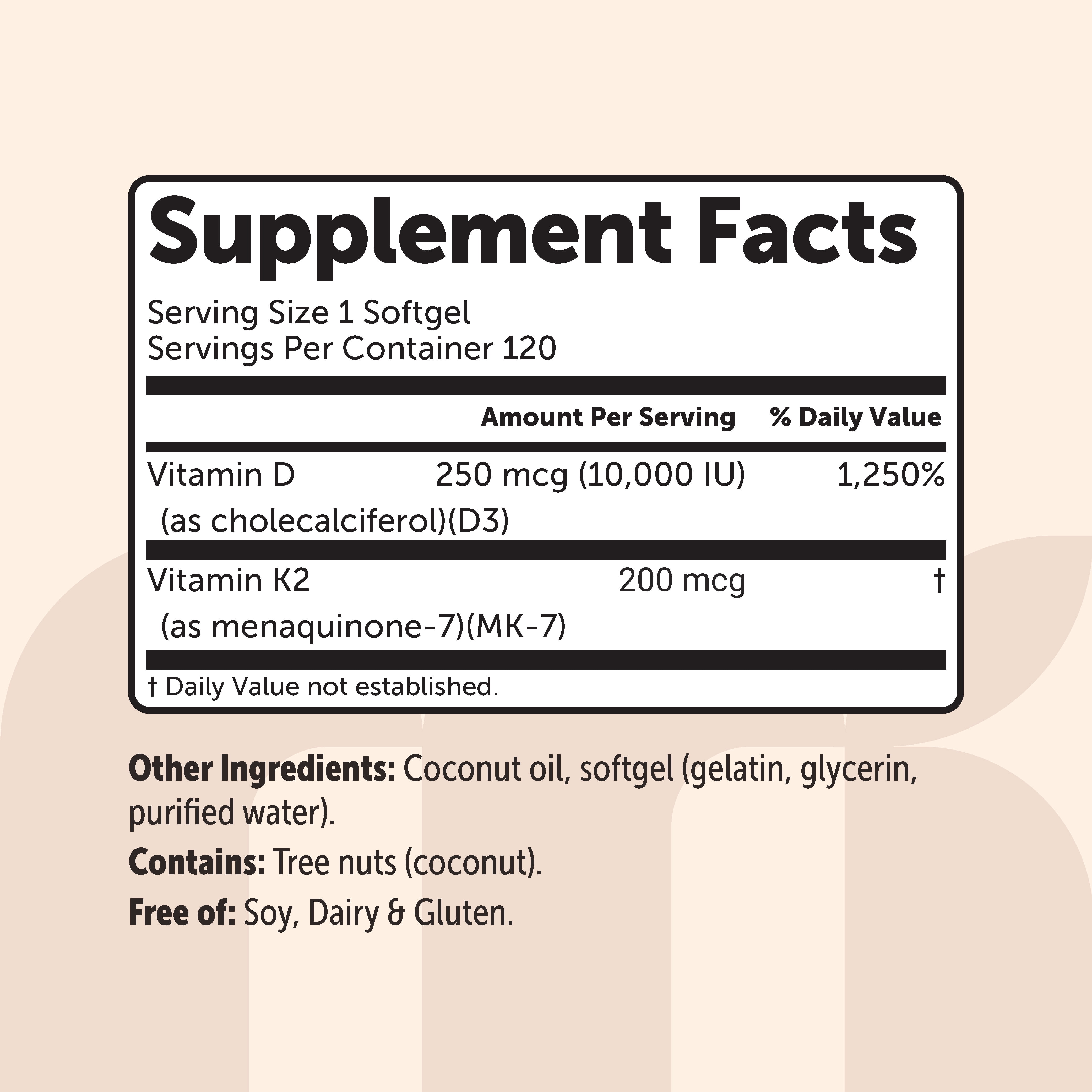Micro Ingredients Vitamin D3 and K2 Vitamin Supplement Softg