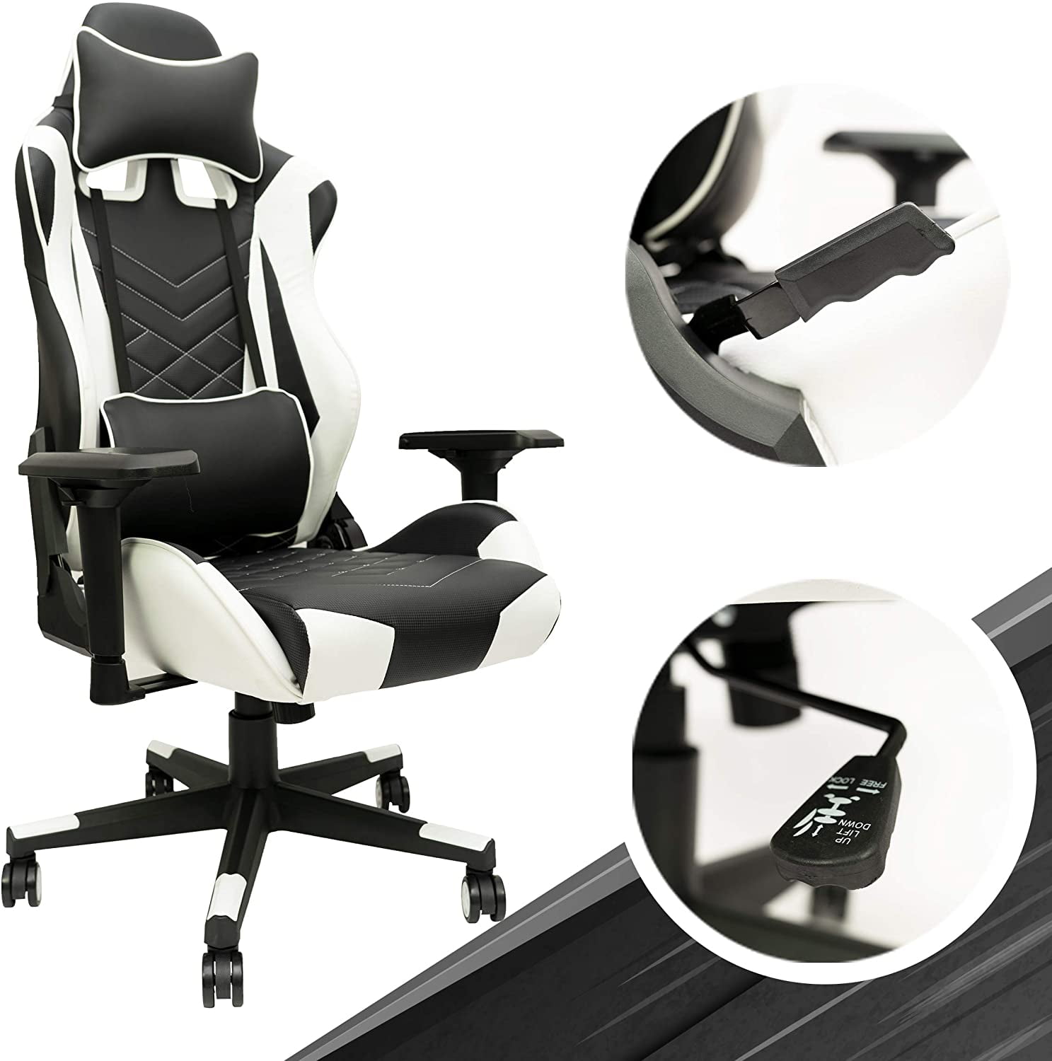 axGear Gaming Chair Adjustable Office PU Leather Ergonomic With Lumbar Support Walmart Canada