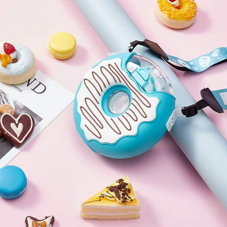 

Donut Children Water Portable Kettle with Straw Water Cups Bottles Kindergarten Kids Drinkware (C)