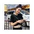 thumbnail image 5 of MarinaVida Women's O Neck Short Sleeve Solid Crisscross Crop Sport Top, 5 of 6