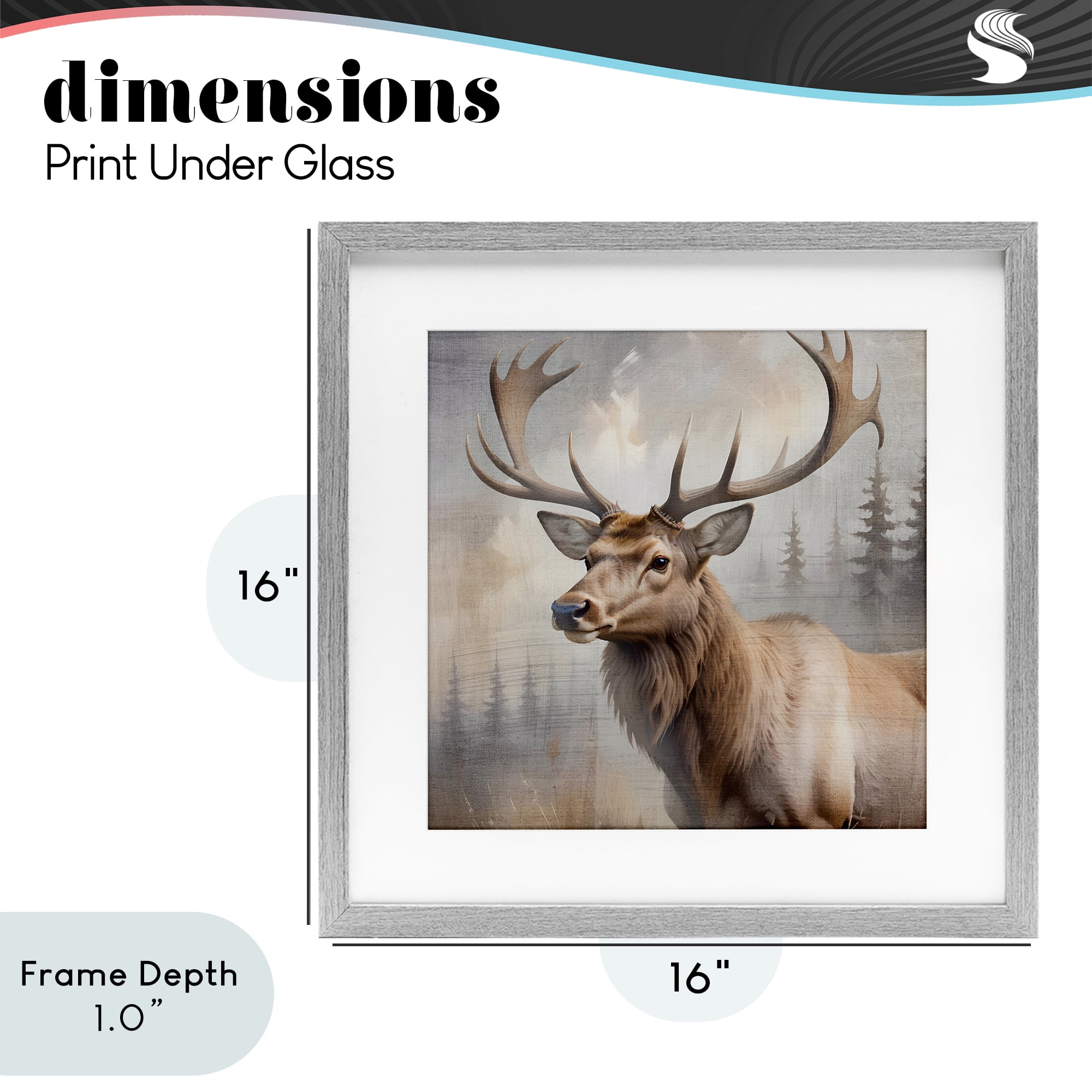 Stupell Industries Graceful Forest Stag Gray Framed Print Under Glass, design by Susan Arnot