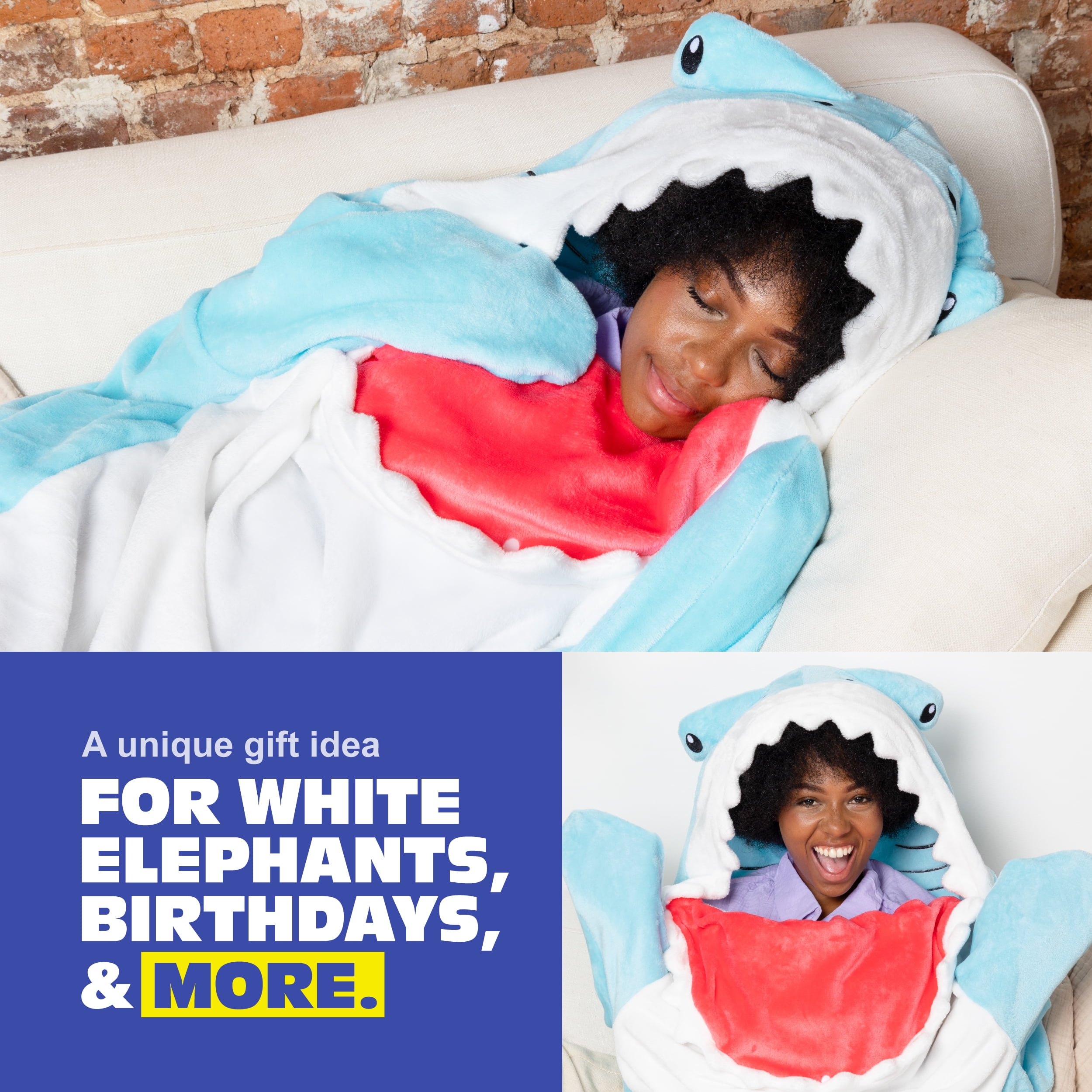 Cozy Concepts Hammerhead Shark Blanket by What Do You Meme? Wearable 70" Throw Blanket with Sleeves