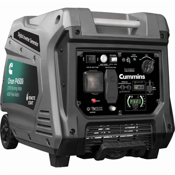 Cummins Power Generation Generator Power A074Z436 Onan P4500i; Gasoline/1 Gallon Tank Capacity; 3700 Running Watt Rating/4500 Peak Watt Rating; 120 Volt AC; 20 Ampere; Portable; 98 Pound Weight