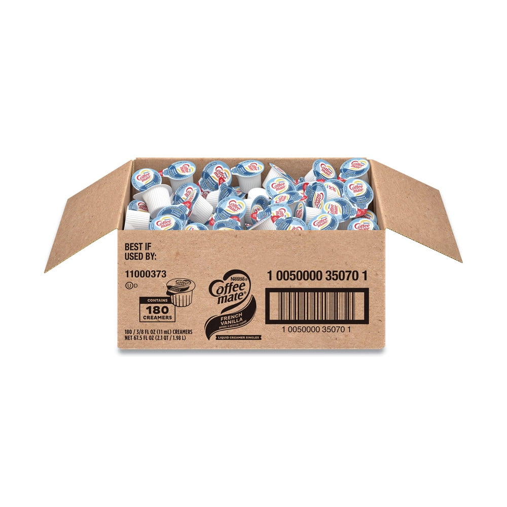 Coffee-Mate 11000373 0.38 oz Mini Cups, French Vanilla, Liquid Coffee Creamer (180/Carton)