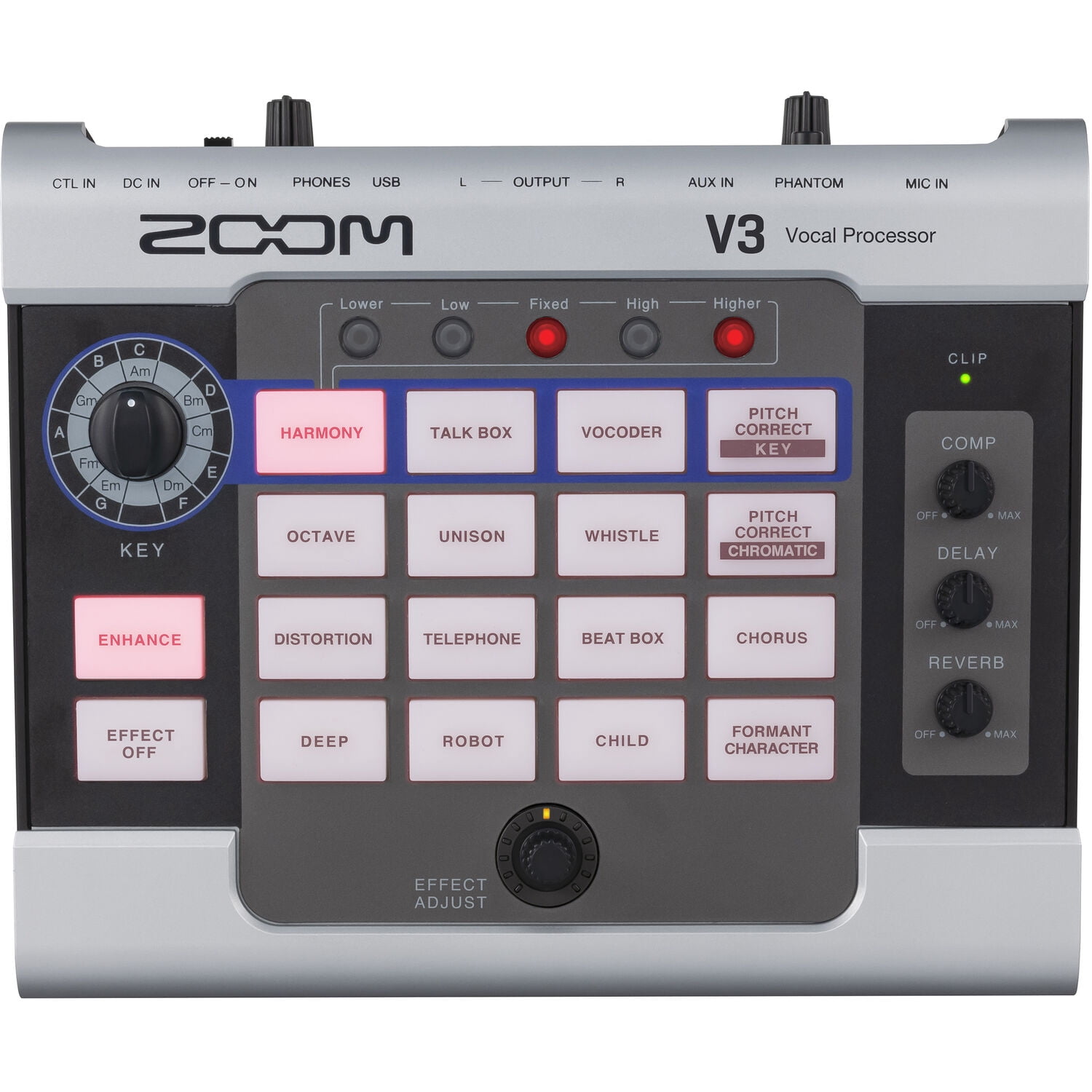Zoom V3 Vocal Processor with Harmony, Pitch Correction, Reverb & Delay, USB Audio Interface & XLR Mic Input Bundle