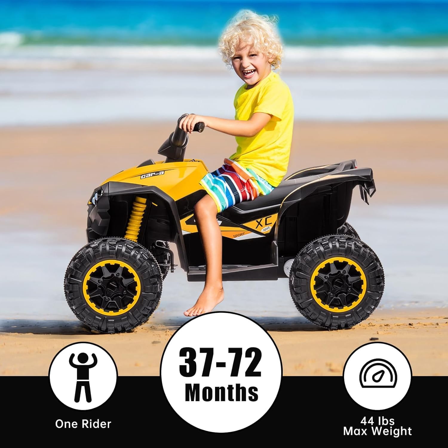 Roromall 12V Kids Ride On ATV, Battery Powered, Electric 4-Wheeler with Music, Led Lights, High and Low Modes, USB, Treaded Tires, Suitable for Boys and Girls