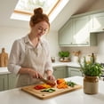 thumbnail image 3 of BABONIE Bamboo Cutting Board, Wood Chopping Board with Juice Groove and Hanging Hole, 15" x 10", 3 of 8