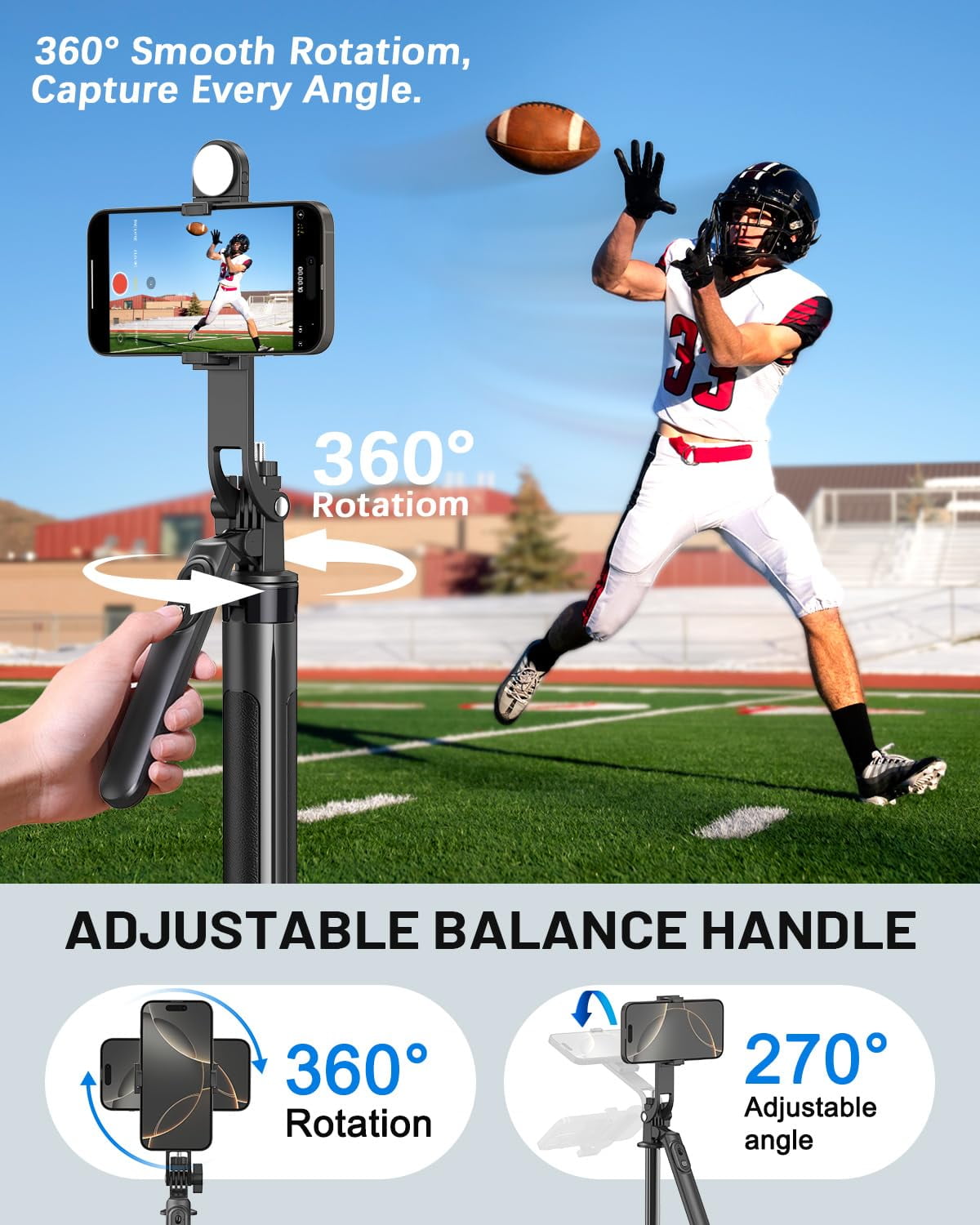 Content Creator Essentials Kit for iPhone/Android, 71" Adjustable Phone Tripod with Light, Wireless Remote & Microphone