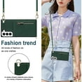 thumbnail image 2 of Samsung Galaxy S21 FE 5G Cases with Card Holder for Women,Crossbody Phone Case for Samsung S21 FE with Strap,Leather PU Lanyard Magnetic Clasp Zipper Wallet Case with Kickstand,6.4" Green, 2 of 14