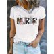 thumbnail image 2 of Women's "NURSE" Graphic Tee - Comfy Short Sleeve Crew Neck Top, Cotton Blend, Soft and Breathable for Spring & Summer, 2 of 7