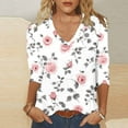 thumbnail image 2 of Womens 3/4 Sleeve Tops Plus Size Print Casual V Neck Tunic Tops Basic Tees Blouses, 2 of 5