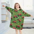 thumbnail image 5 of Dailycode Wearable Blanket Hoodie Oversized Sherpa Flannel Blankets with Pocket for 3-14 Year Old Truck Bell Snowflake Dot, 5 of 7