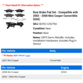 thumbnail image 2 of Rear Brake Pad Set - Compatible with 2002 - 2008 Mini Cooper Convertible SOHC 2003 2004 2005 2006 2007, 2 of 2