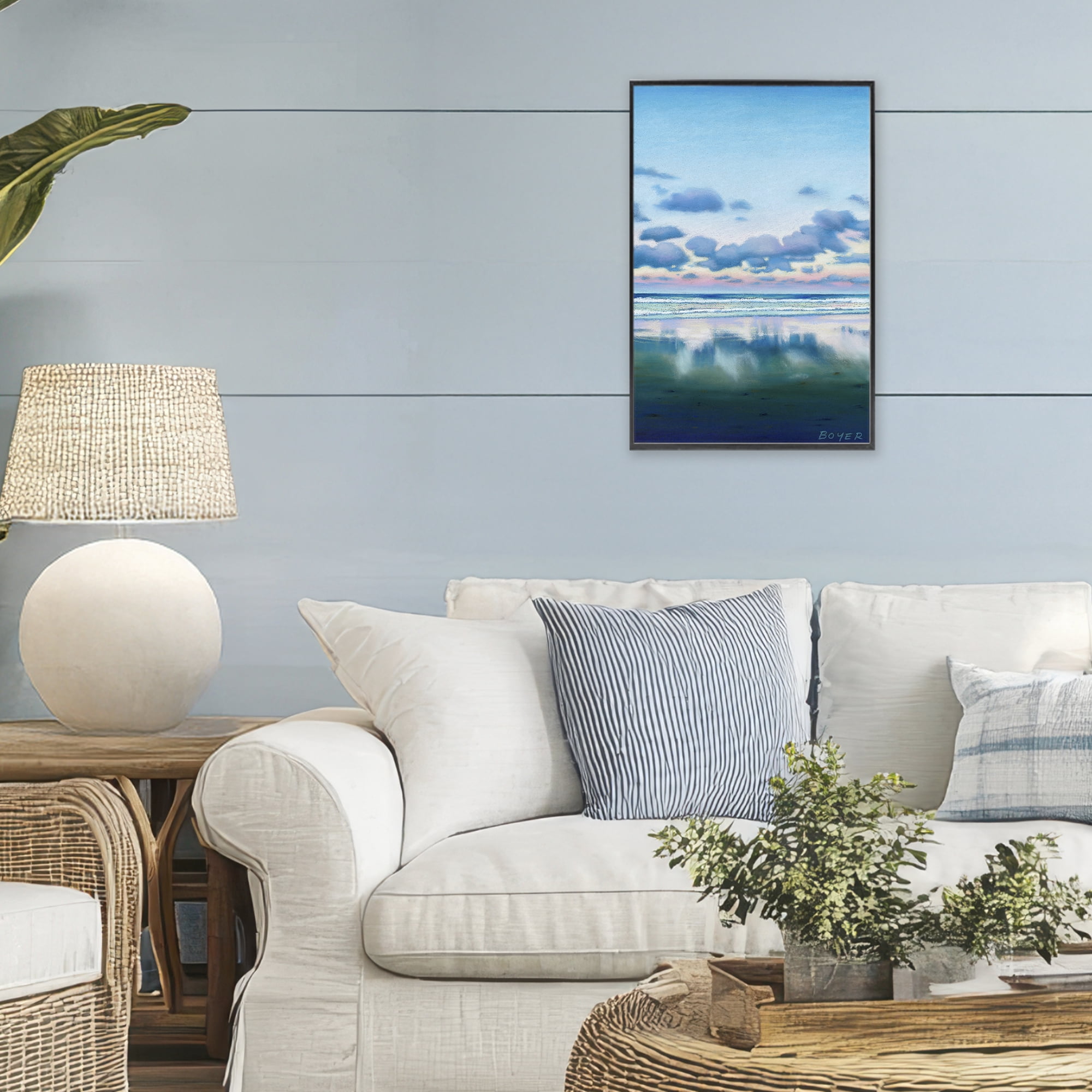 Stupell Industries Pretty Azure Cloud Reflection Black Framed Giclee Art, design by Susy Boyer