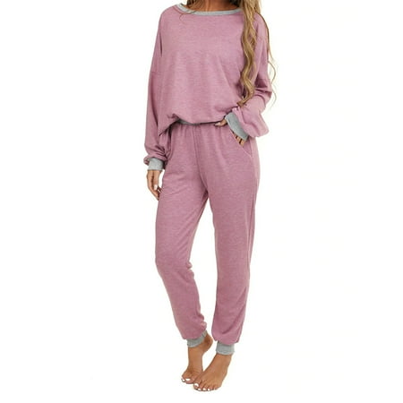 

Saodimallsu Womens Lounge Set Pajamas Long Sleeve Tops Pullovers S-XL