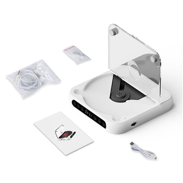 pitrice Lecteur CD Portable Léger Batterie Rechargeable Intégrée Lecteur CD Portable avec Écouteurs Blanc