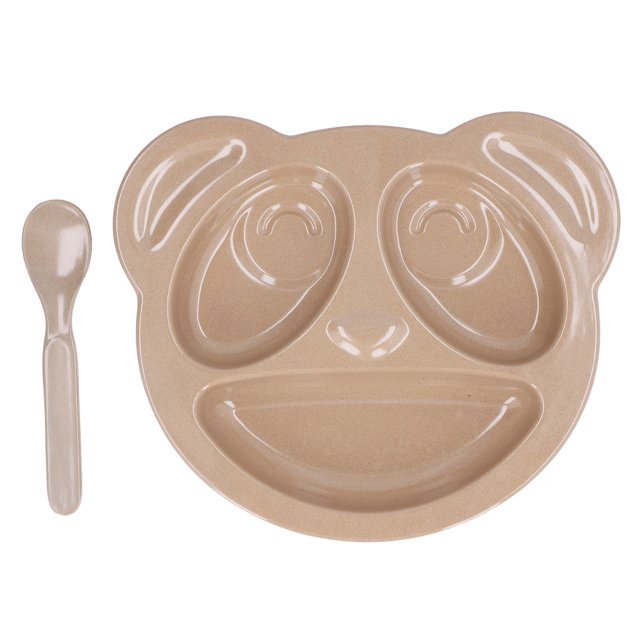 Juego de platos para niños pequeños con forma de Panda, Material Natural, duradero, seguro, sin BPA, ligero, desarrolla buenos hábitos, juego de vajilla para niños pequeños