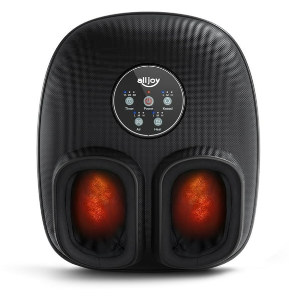 ALLJOY Foot Massager Machine with Heat, Air Compression, Deep Kneading Shiatsu Massager for Tired Foot Blood Circulation, up to Size 12, Relax for Home or Office Use (Black)