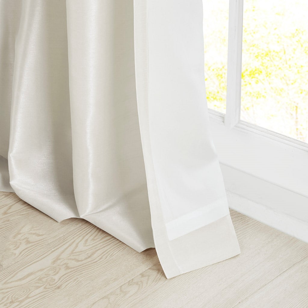 MAYEERTY 50x84" 2-PK Twist Tab Lined Window Curtain Pair Living Room White