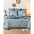 thumbnail image 2 of Ensemble de Housse de Couette en Lin Vichy Gris Bleu (3 Pcs), 2 of 5