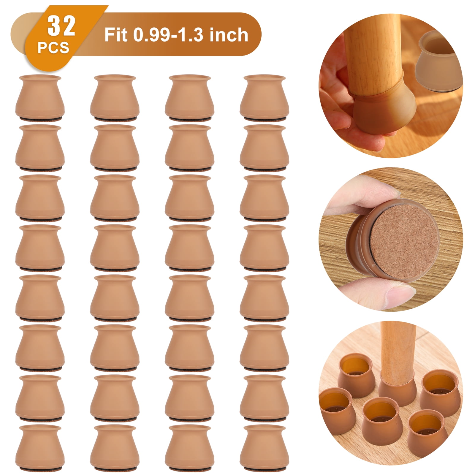 Andux 8Pcs/Set Round Bottom Silicone Wood Floor Protectors Chair Leg Caps Furniture Feet Pads Table Covers Anti-Slip Prevent Scratches Clear-GJZJD-01 4 # 